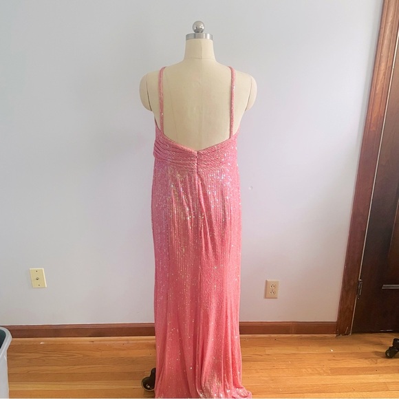 Mac Duggal Sequined Draped V Neck Gown- Pink- Size 16- NWT - Picture 7 of 11